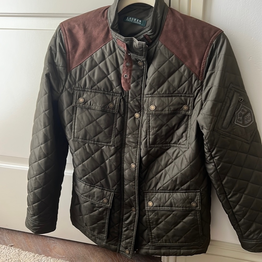 Ralph Lauren green quilted jacket with belt